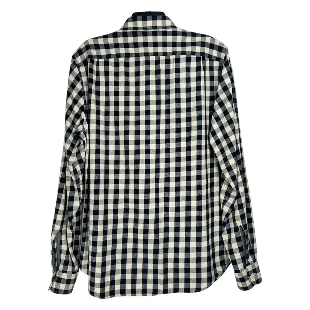 J.Crew Men's L Black and Cream Buffalo Check Heavyweight Cotton Flannel Shirt